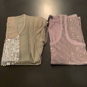 2 Calvin Klein Jeans Tops Gray & Green EUC PS